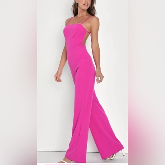 Wide keg jumpsuit open back - Picture 2 of 3